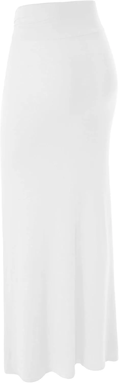 Made By Johnny Women's Solid Basic Lightweight Floor Length Flare Long Maxi Lounge Skirt (S~3XL)