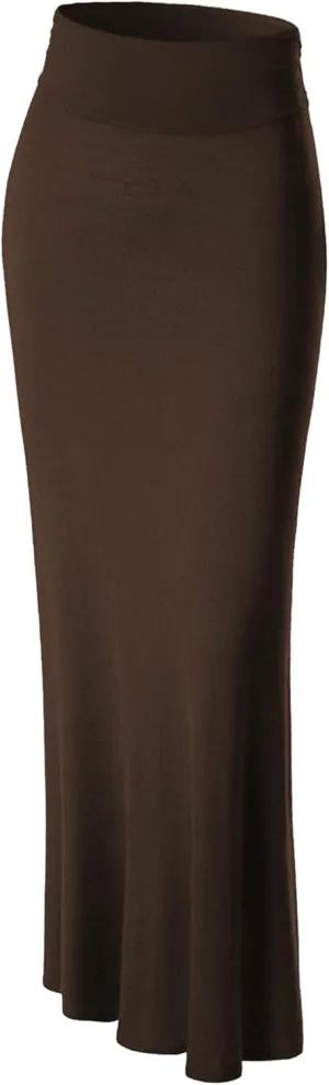 Made By Johnny Women's Solid Basic Lightweight Floor Length Flare Long Maxi Lounge Skirt (S~3XL)