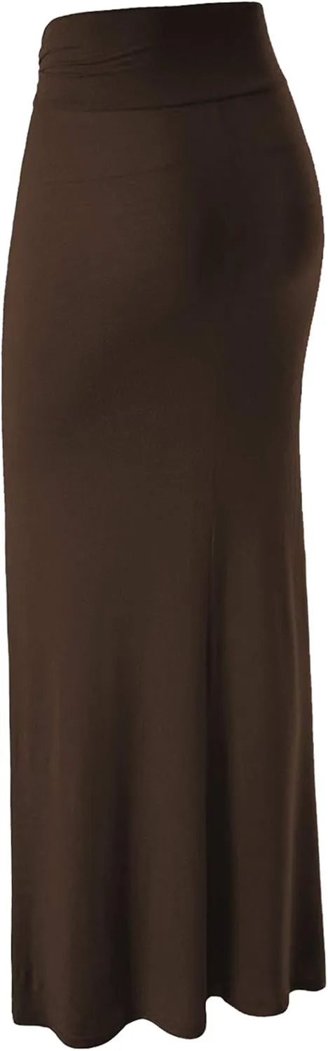 Made By Johnny Women's Solid Basic Lightweight Floor Length Flare Long Maxi Lounge Skirt (S~3XL)