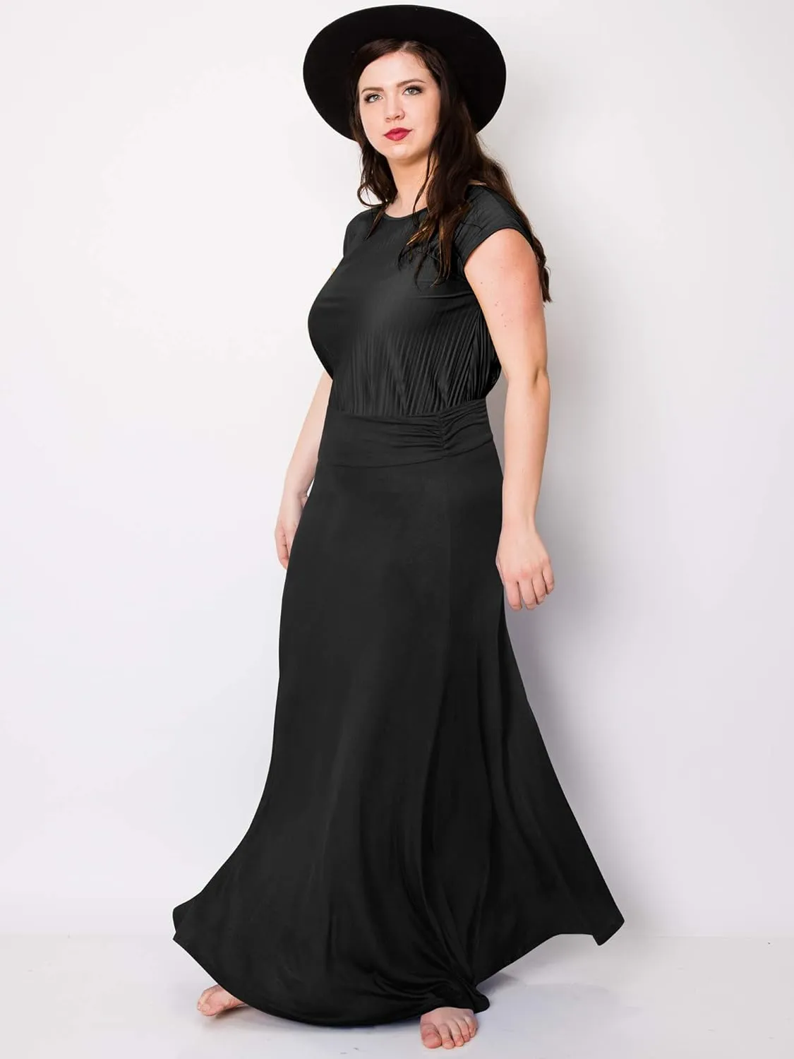Made By Johnny Women's Solid Basic Lightweight Floor Length Flare Long Maxi Lounge Skirt (S~3XL)