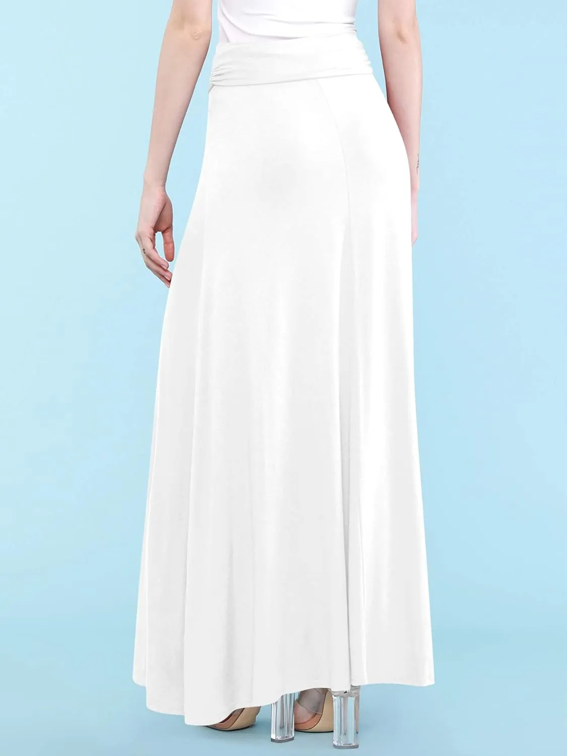 Made By Johnny Women's Solid Basic Lightweight Floor Length Flare Long Maxi Lounge Skirt (S~3XL)