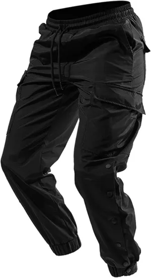Maiyifu-GJ Mens Lightweight Hiking Pants Elastic Waist Multi-Pocket Cargo Pants Casual Athletic Workout Drawstring Sweatpants