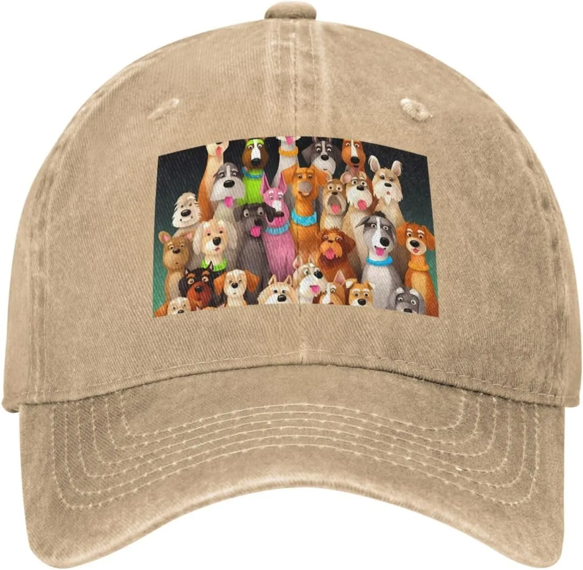 Many Cute Dogs Unisex Baseball Cap Breathable Cotton Trucker Hat Classic Denim Dad Hat Summer Sun Hat