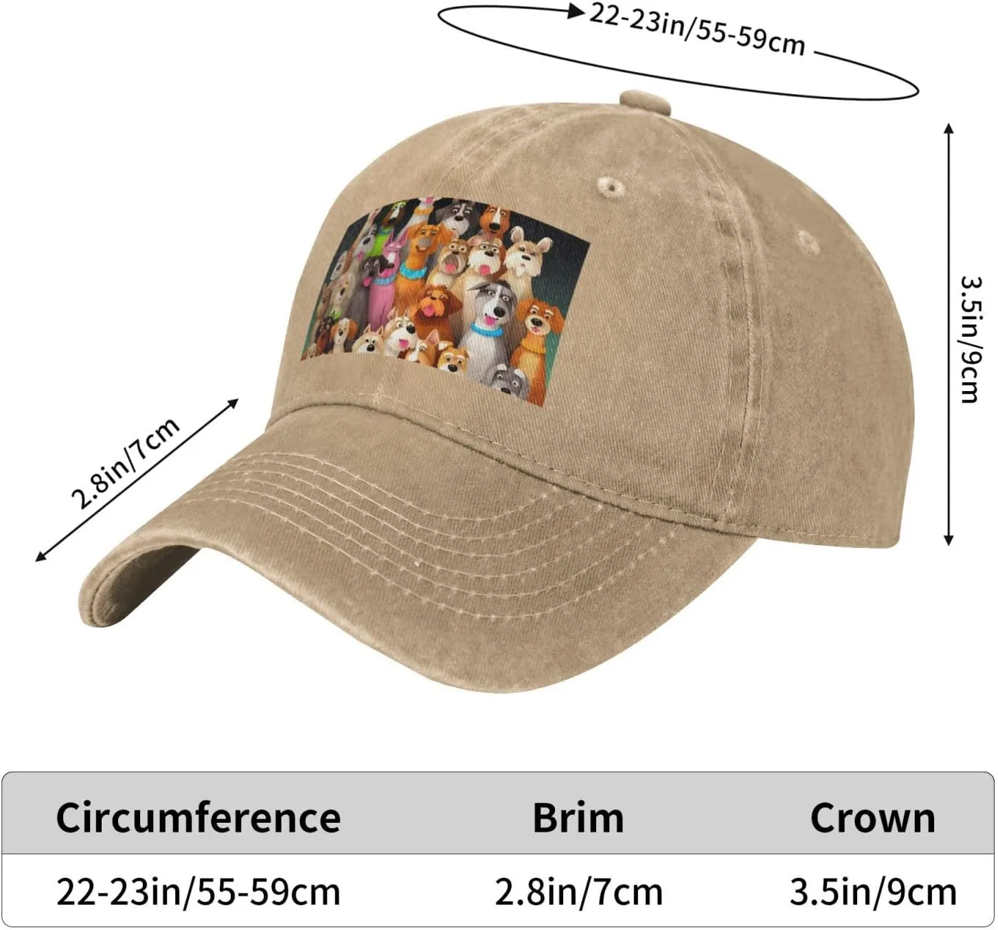 Many Cute Dogs Unisex Baseball Cap Breathable Cotton Trucker Hat Classic Denim Dad Hat Summer Sun Hat