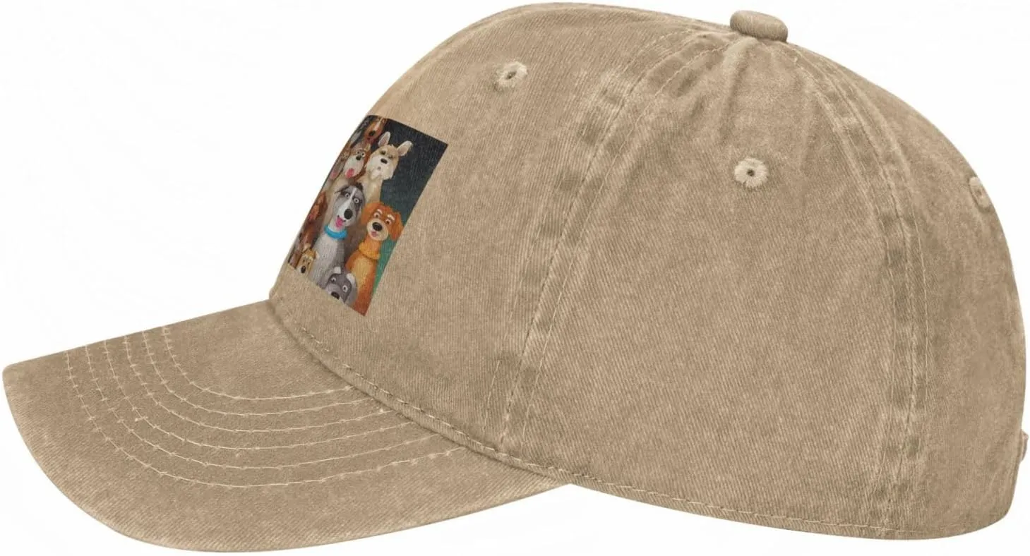 Many Cute Dogs Unisex Baseball Cap Breathable Cotton Trucker Hat Classic Denim Dad Hat Summer Sun Hat