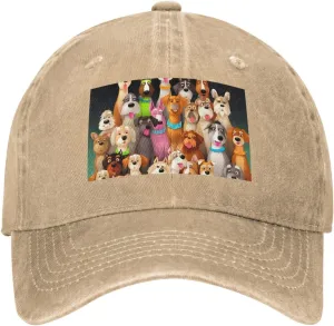 Many Cute Dogs Unisex Baseball Cap Breathable Cotton Trucker Hat Classic Denim Dad Hat Summer Sun Hat