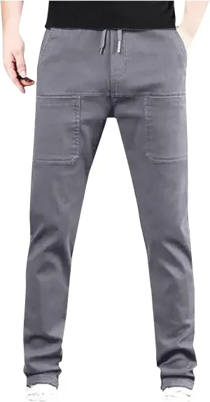 Men Cargo Pants High Stretch Multi Pockets Durable Cargo Pant Comfort Fit Waterproof Cargos Drawstring Trousers