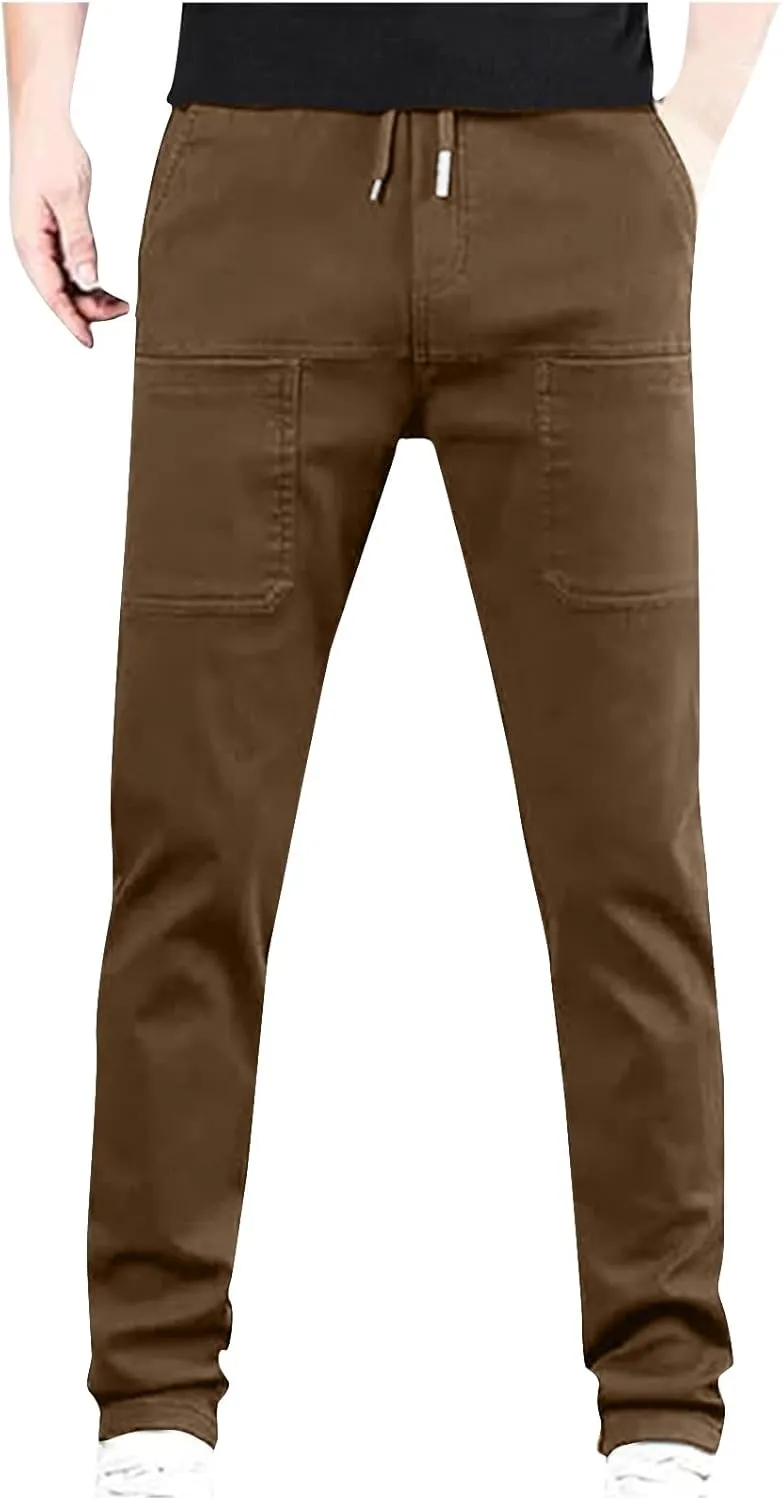 Men Cargo Pants High Stretch Multi Pockets Durable Cargo Pant Comfort Fit Waterproof Cargos Drawstring Trousers