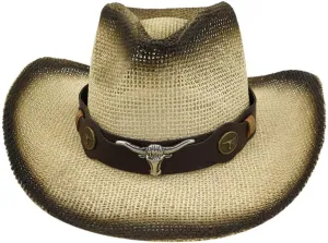 Men Women Retro Western Cowboy Riding Hat Leather Belt Wide Cap Hat Summer Fedoras Boater Hat Straw Panama Fedora Hat