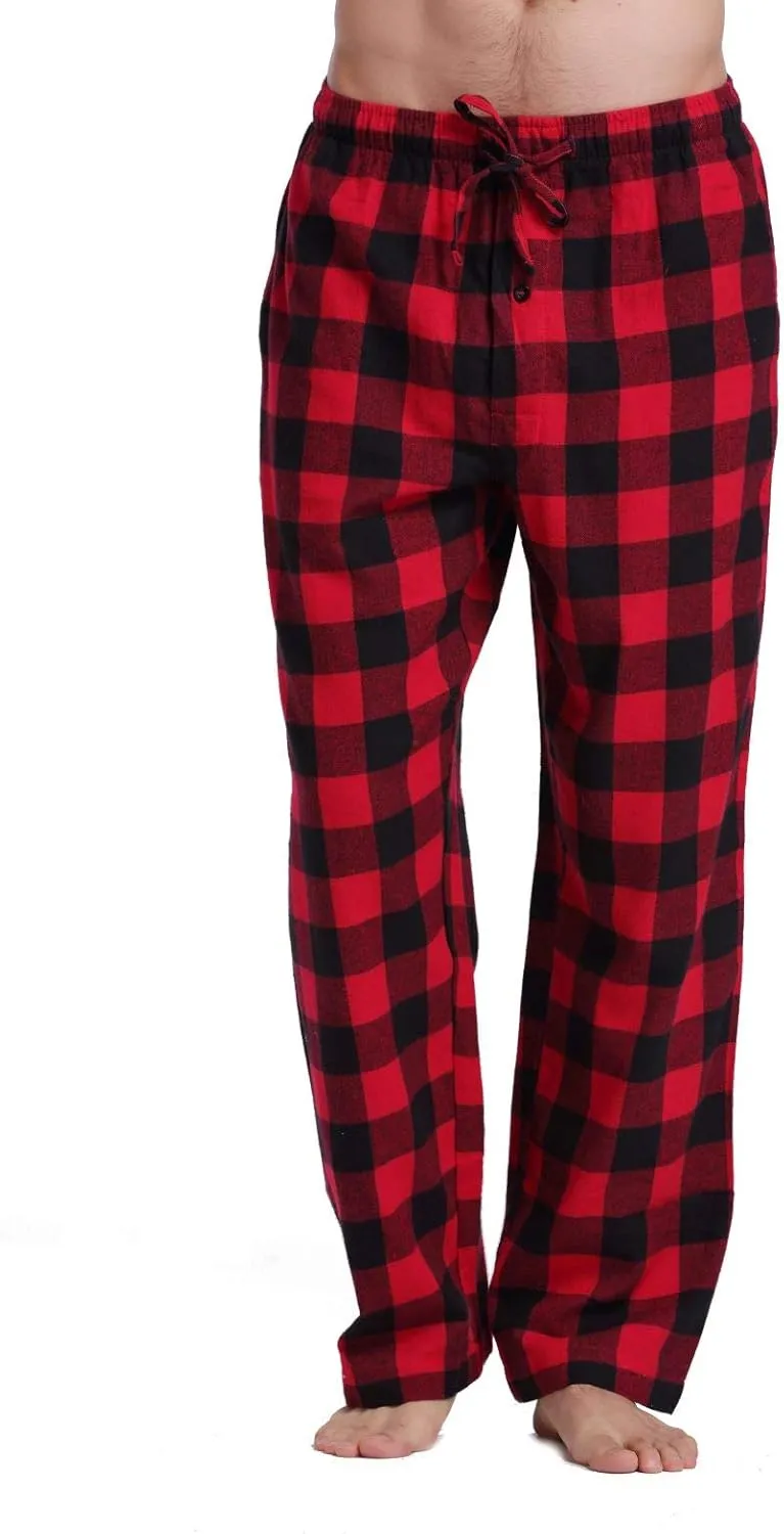 Men's 100% Cotton Super Soft Flannel Plaid Pajama Pants