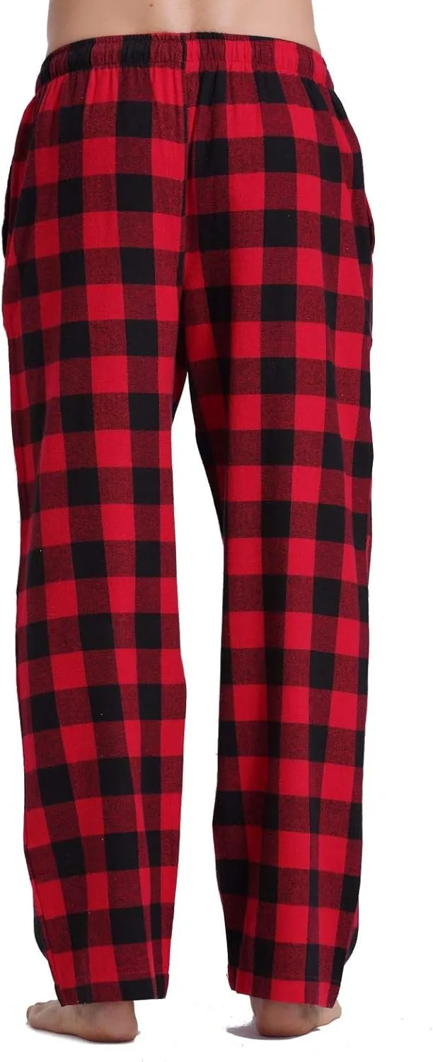 Men's 100% Cotton Super Soft Flannel Plaid Pajama Pants