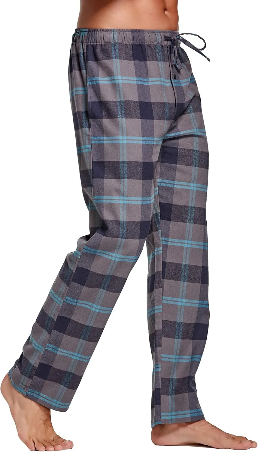 Men's 100% Cotton Super Soft Flannel Plaid Pajama Pants