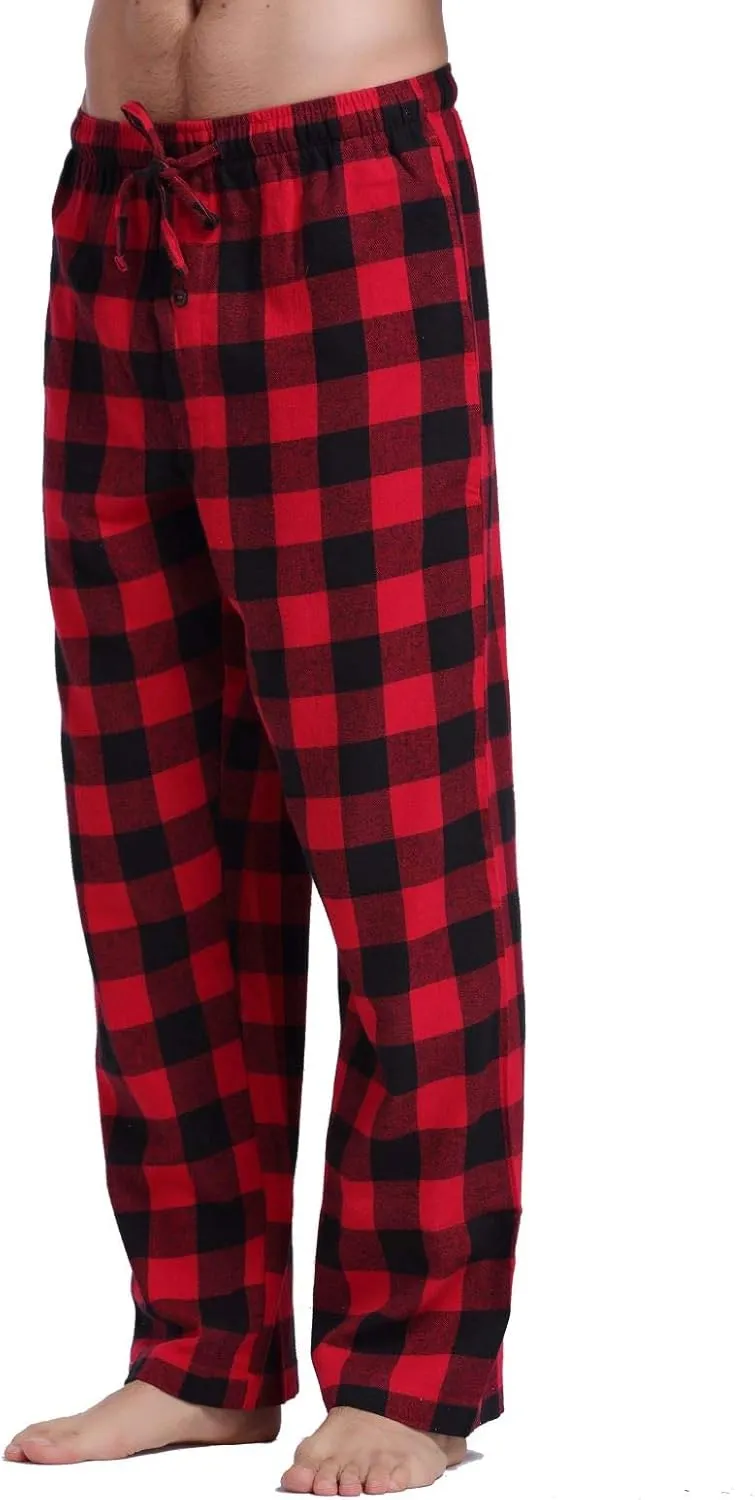 Men's 100% Cotton Super Soft Flannel Plaid Pajama Pants