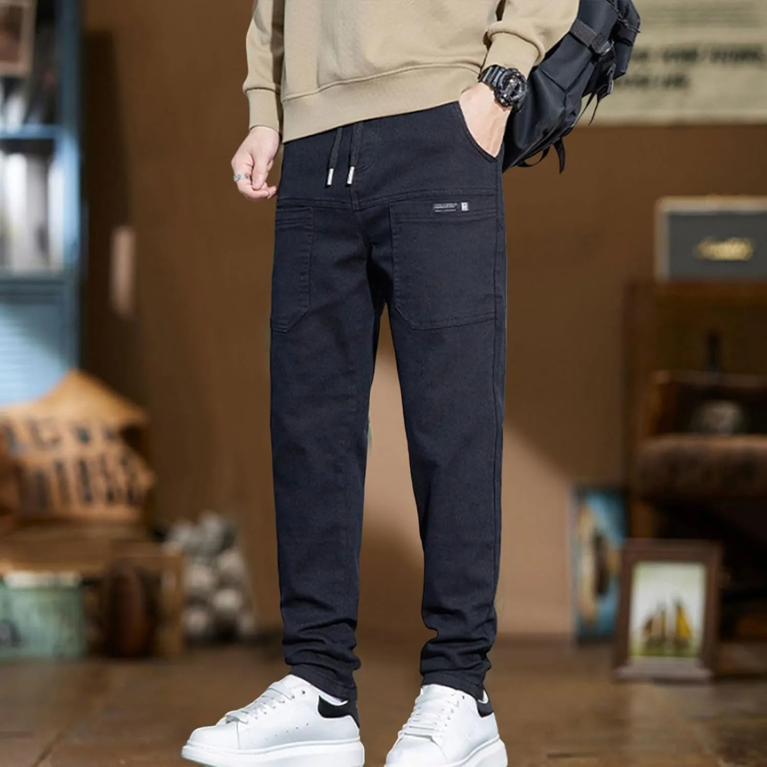 Mens Cargo Pants High Stretch Work Pant Multi-Pocket Comfy Fit Tapered Chinos Jeans Relaxed Fit Stretch Casual Pant