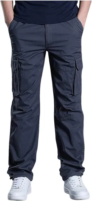 Mens Cargo SweatpantsClassic Vintage Tactical Joggers Stretch Relaxed Fit Hiking Pants Baggy Overalls with Pockets