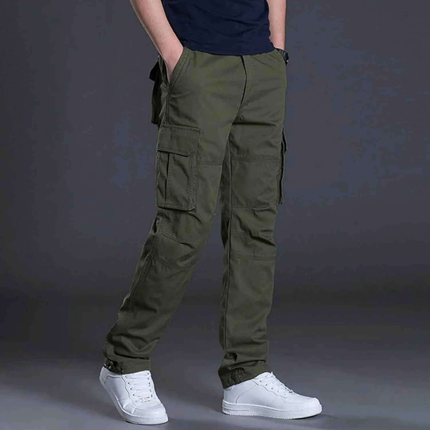 Mens Cargo SweatpantsClassic Vintage Tactical Joggers Stretch Relaxed Fit Hiking Pants Baggy Overalls with Pockets