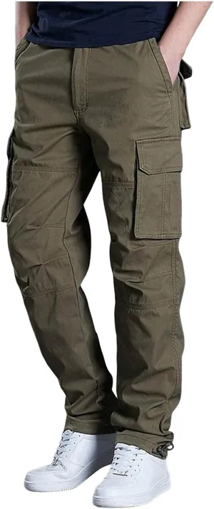 Mens Cargo SweatpantsClassic Vintage Tactical Joggers Stretch Relaxed Fit Hiking Pants Baggy Overalls with Pockets