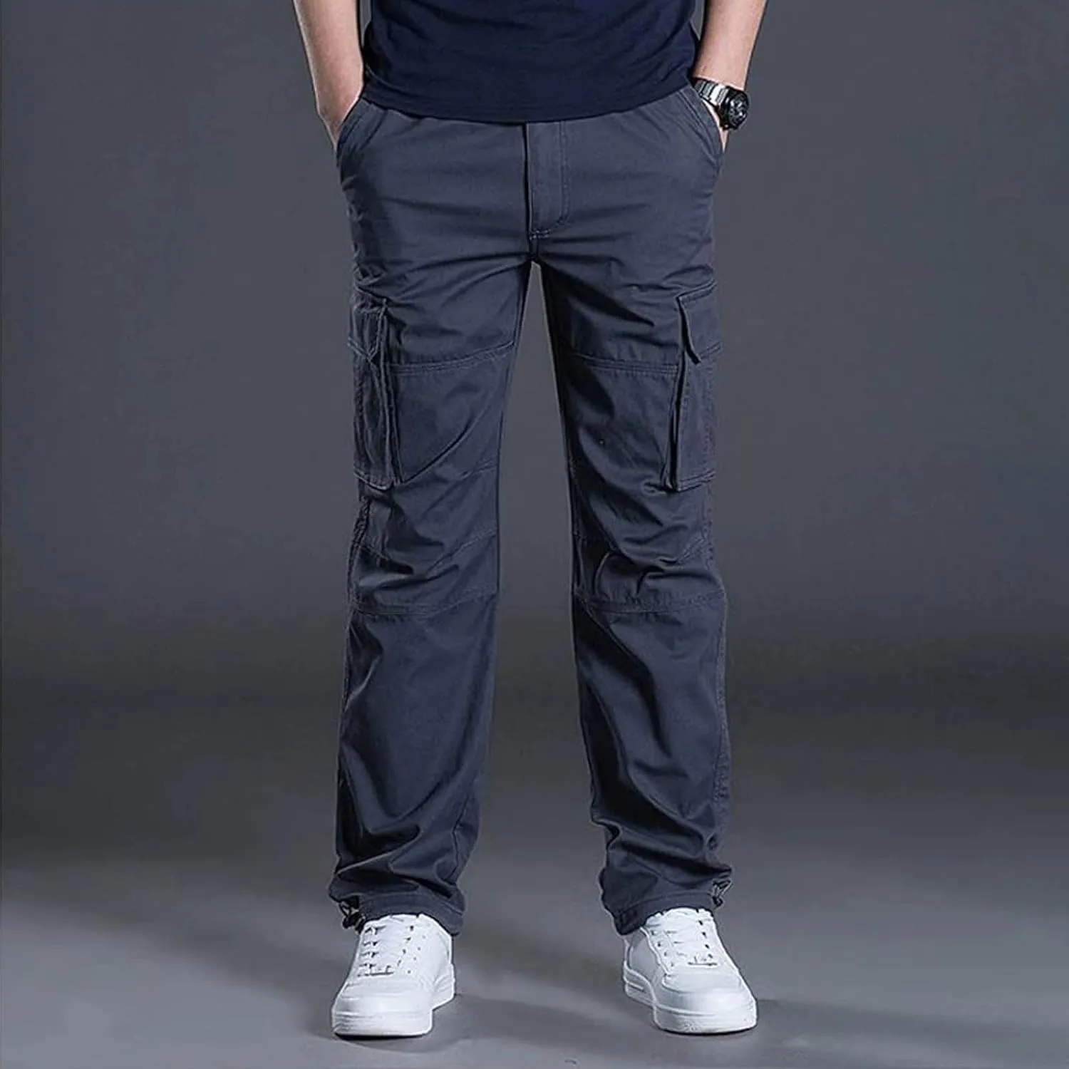 Mens Cargo SweatpantsClassic Vintage Tactical Joggers Stretch Relaxed Fit Hiking Pants Baggy Overalls with Pockets