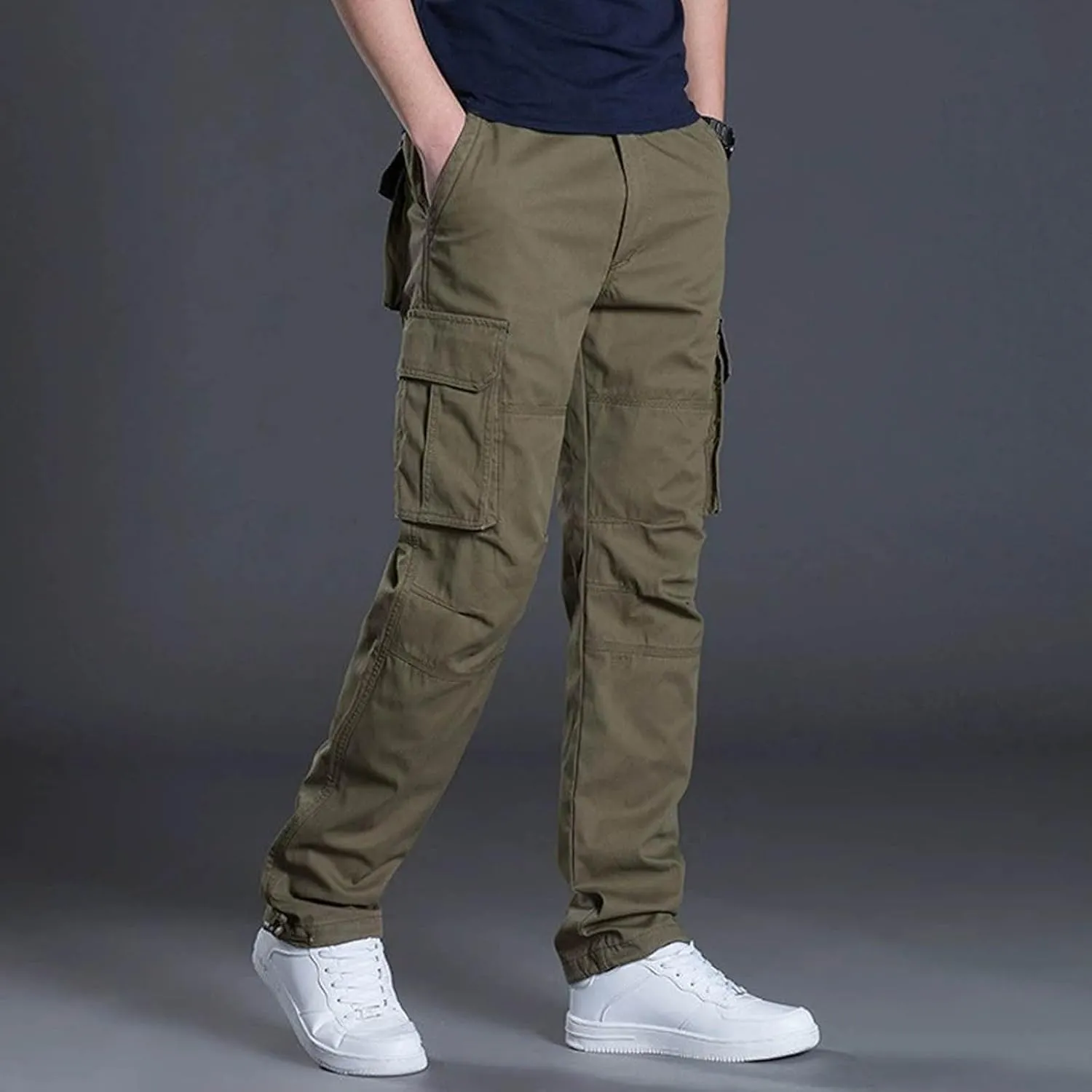 Mens Cargo SweatpantsClassic Vintage Tactical Joggers Stretch Relaxed Fit Hiking Pants Baggy Overalls with Pockets