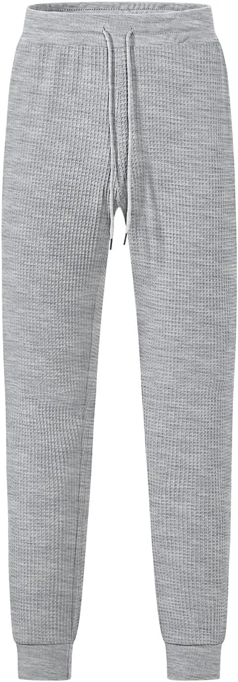 Mens Cargo Work Pants Waffle Drawstring Elastic Waist Casual Loose Relaxed Fit Breathable Stretch Hiking Sweatpants