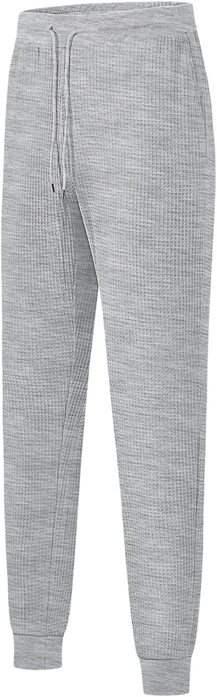 Mens Cargo Work Pants Waffle Drawstring Elastic Waist Casual Loose Relaxed Fit Breathable Stretch Hiking Sweatpants