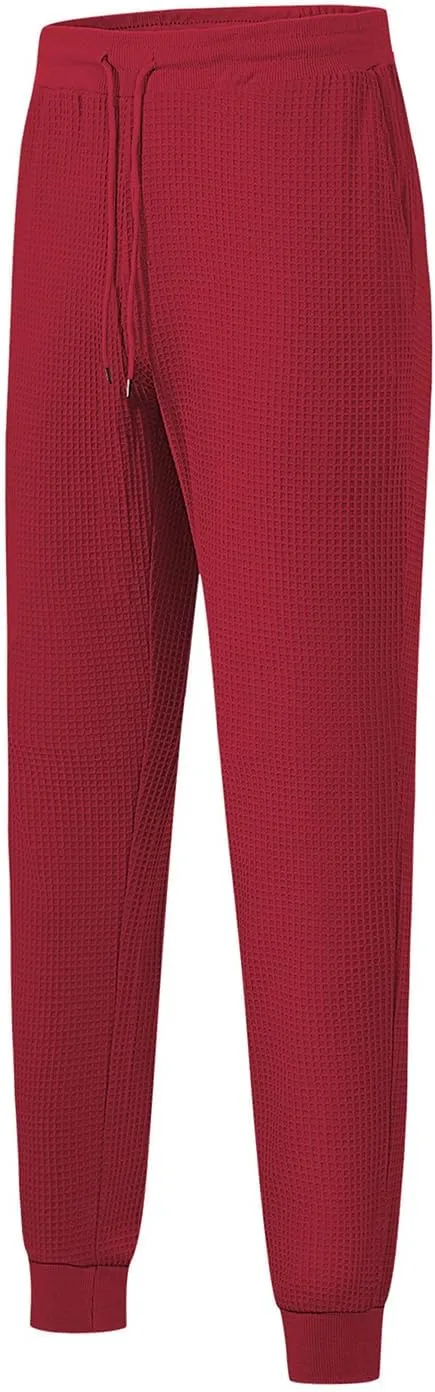 Mens Cargo Work Pants Waffle Drawstring Elastic Waist Casual Loose Relaxed Fit Breathable Stretch Hiking Sweatpants