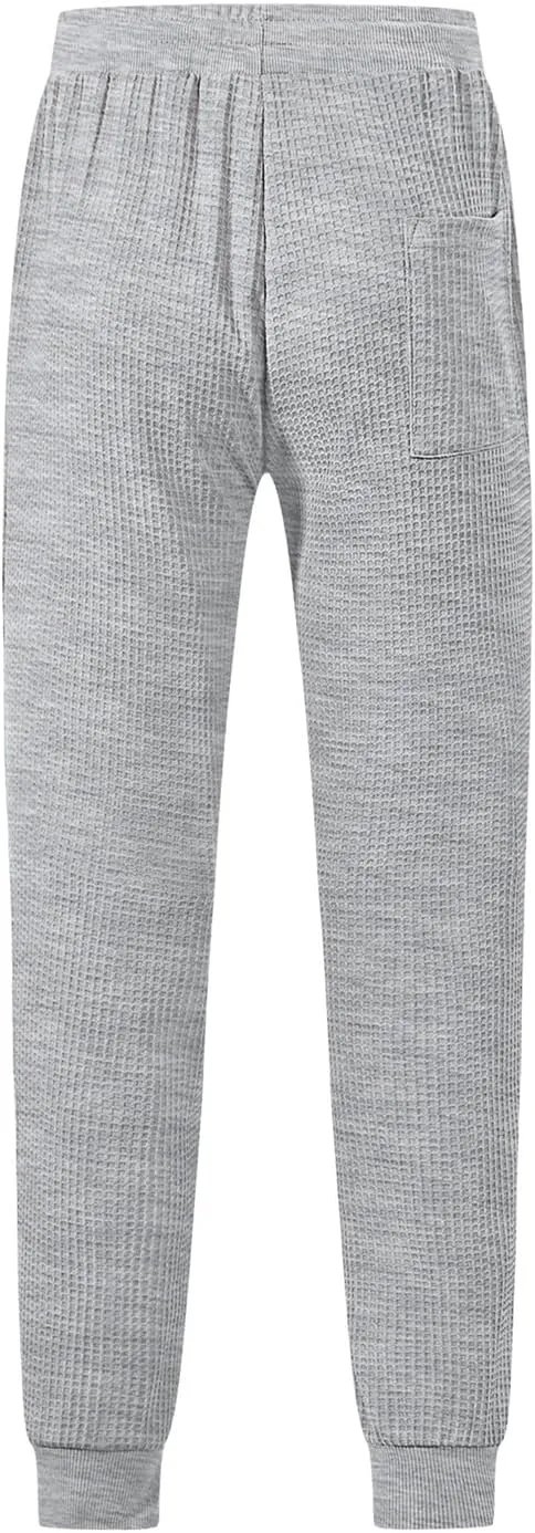 Mens Cargo Work Pants Waffle Drawstring Elastic Waist Casual Loose Relaxed Fit Breathable Stretch Hiking Sweatpants