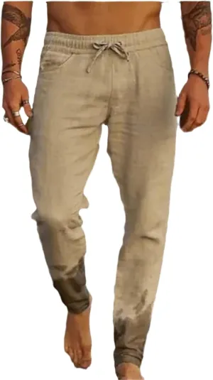 Men's Casual Linen Pants Elastic Waist Drawstring Yoga Beach Pant Breathable Trousers Sweatpants Joggers Comfy Slack
