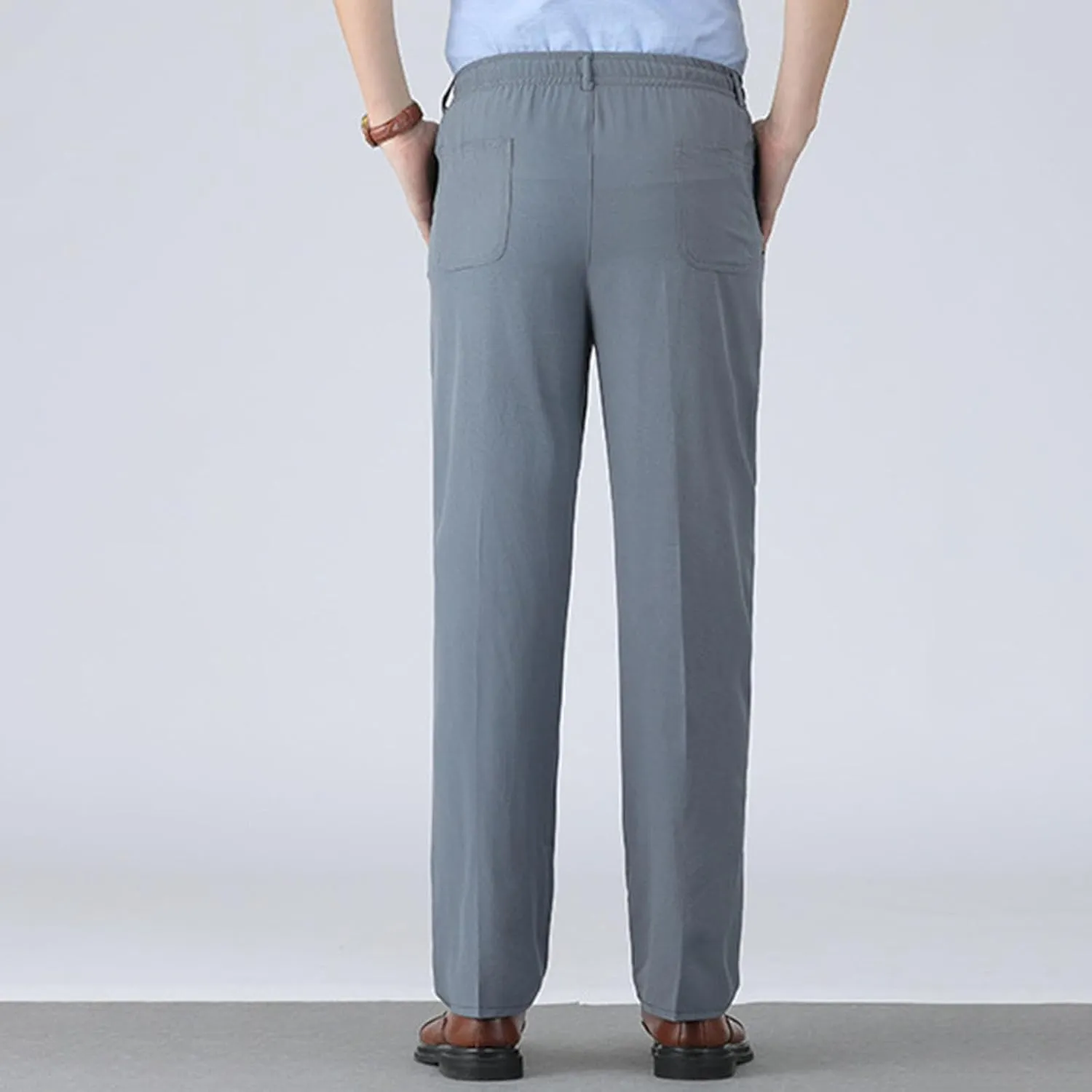 Men's Elastic Waist Pants Dressy Business Casual Slacks Trousers Bottoms Lightweight Comfy Fit