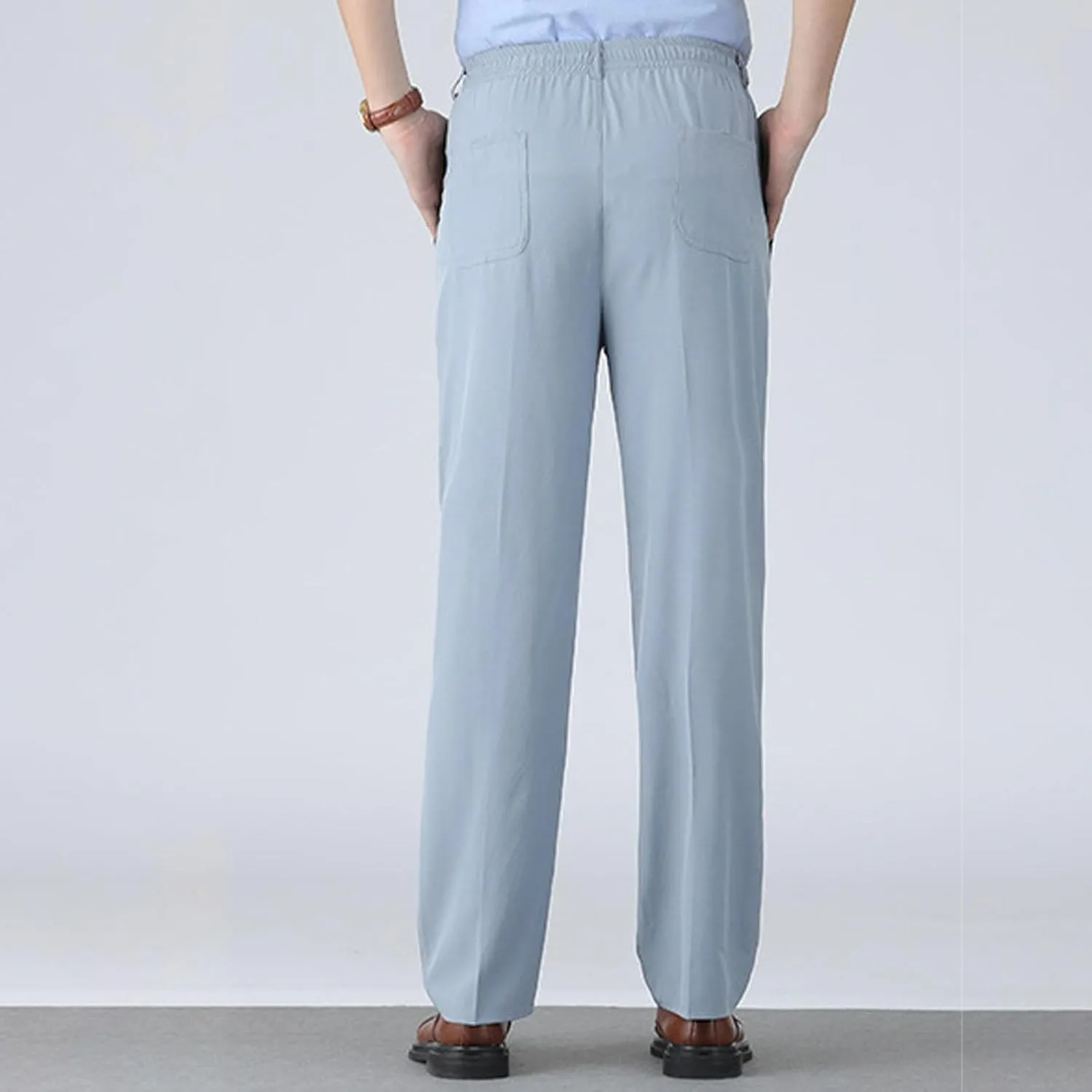 Men's Elastic Waist Pants Dressy Business Casual Slacks Trousers Bottoms Lightweight Comfy Fit