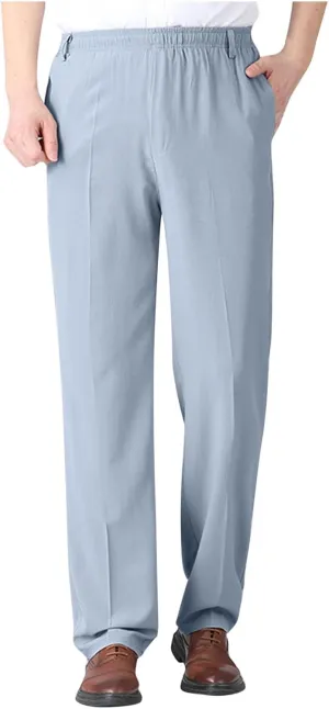 Men's Elastic Waist Pants Dressy Business Casual Slacks Trousers Bottoms Lightweight Comfy Fit