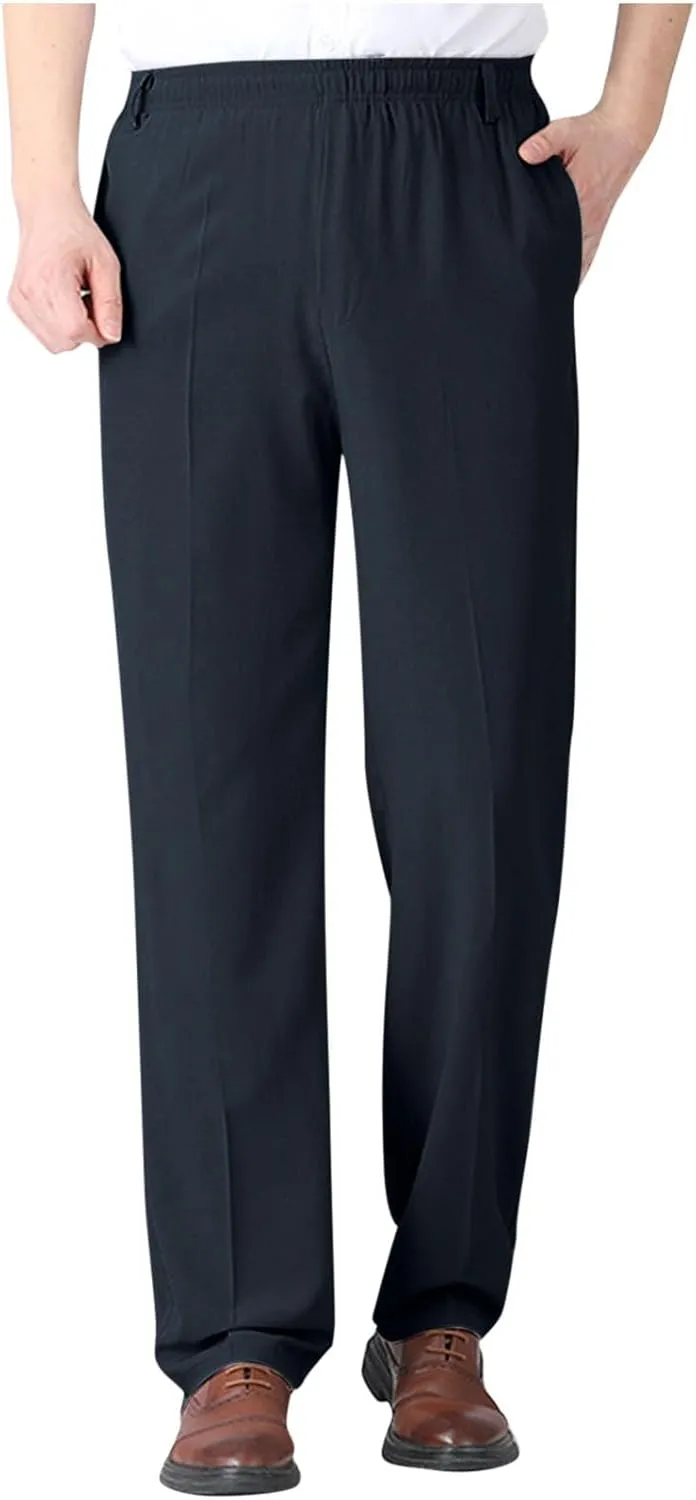 Men's Elastic Waist Pants Dressy Business Casual Slacks Trousers Bottoms Lightweight Comfy Fit