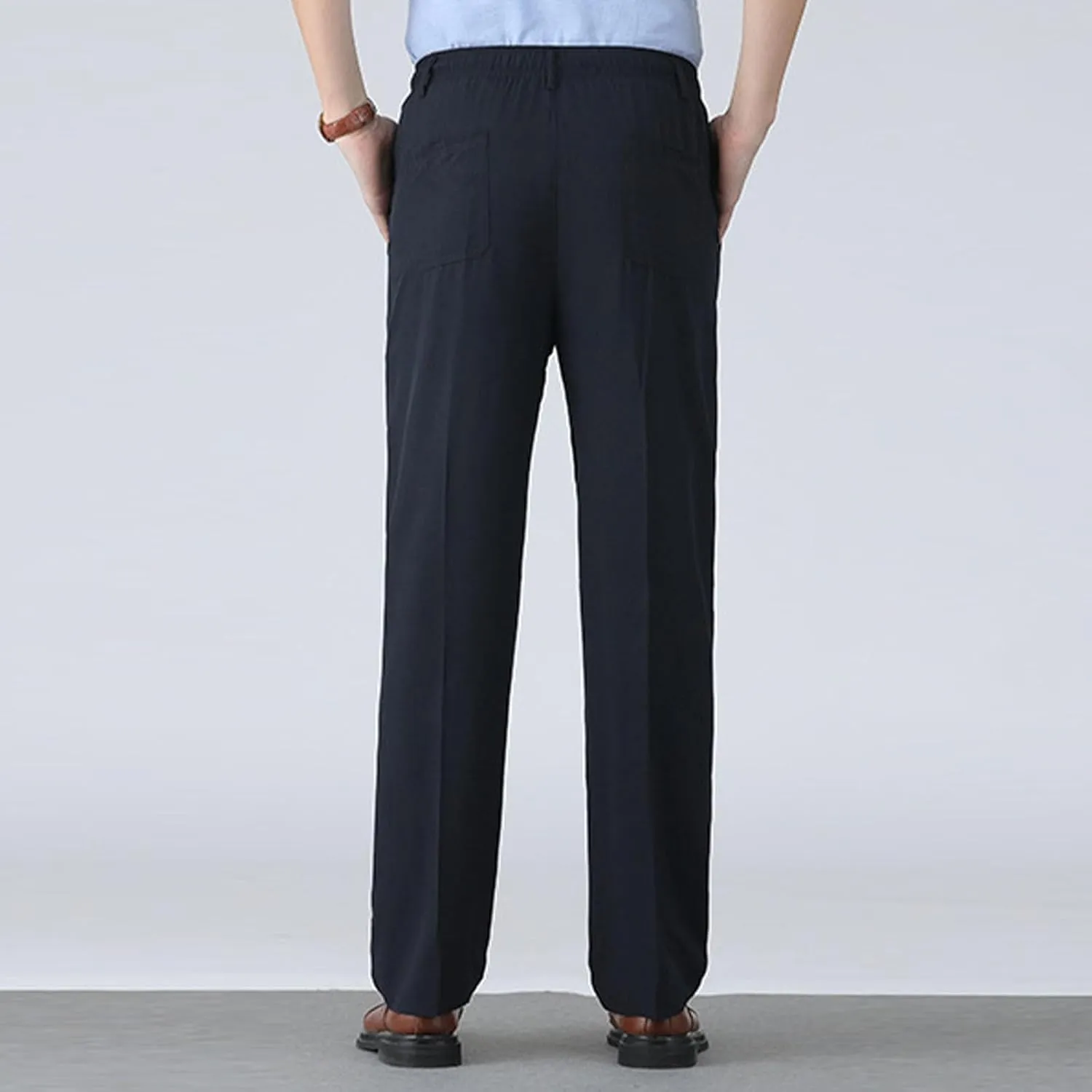 Men's Elastic Waist Pants Dressy Business Casual Slacks Trousers Bottoms Lightweight Comfy Fit