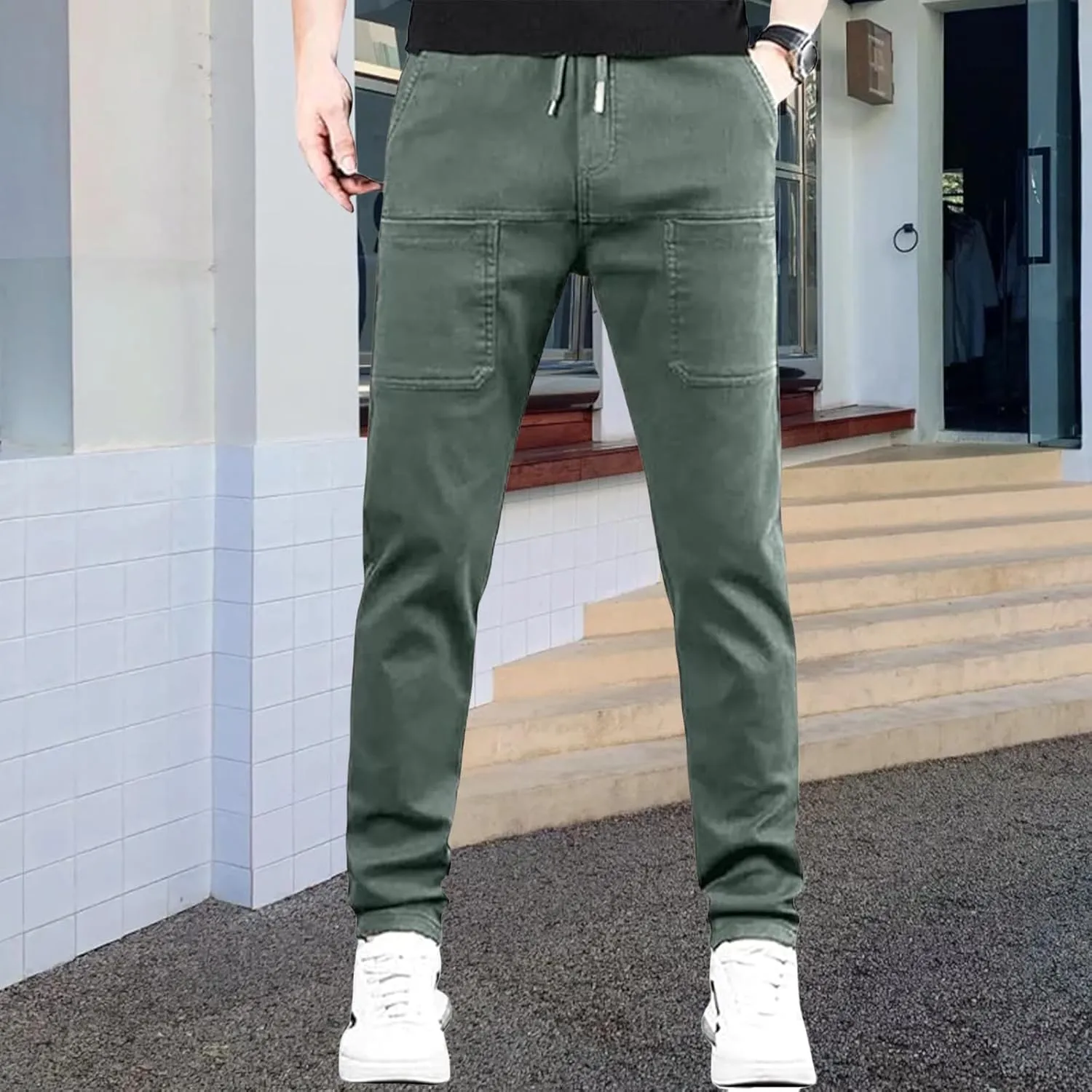 Mens High Stretch Cargo Pants Casual Quick-Dry Hiking Outdoor Summer Trousers Durable Cargo Pants with Multi Pockets