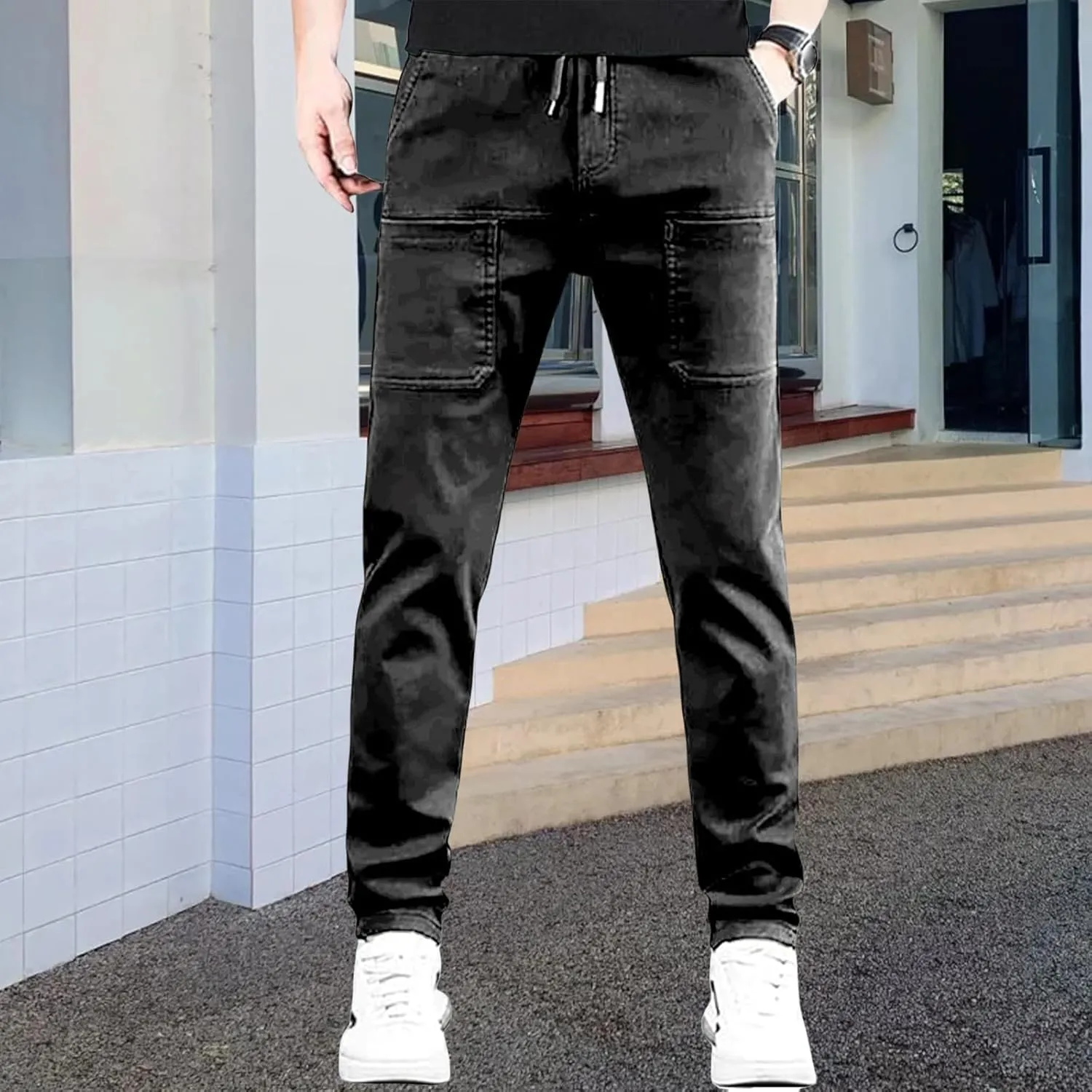 Mens High Stretch Cargo Pants Casual Quick-Dry Hiking Outdoor Summer Trousers Durable Cargo Pants with Multi Pockets