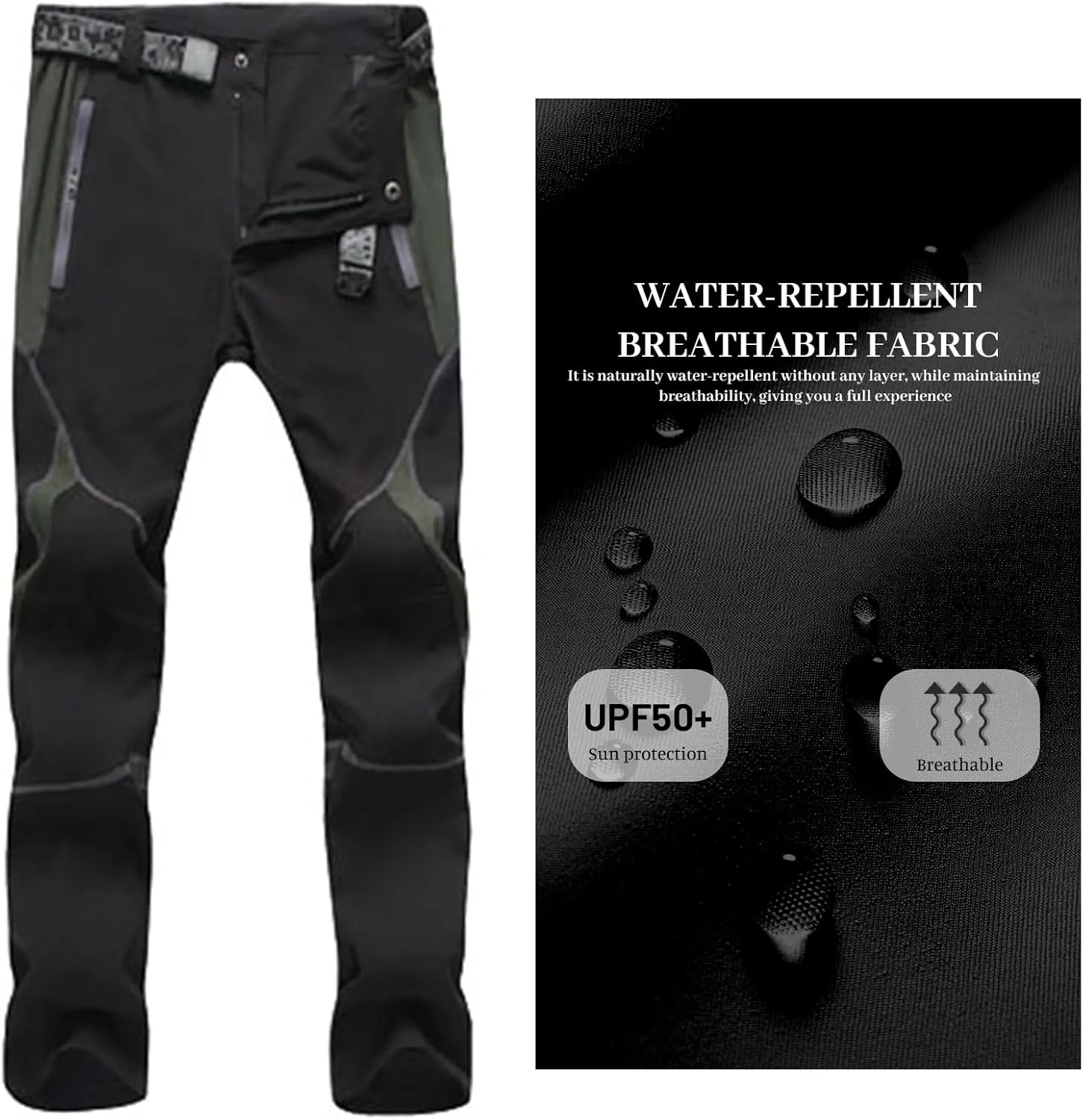 Men's Hiking Cargo Pants with Zipper Pockets Quick-Dry Lightweight Outdoor Work Pants Camping Climbing Fishing Unisex