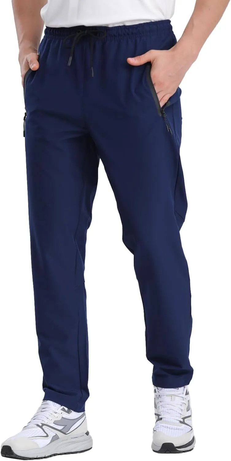 Men's Hiking Pants,Breathable Quick Dry Fishing Running Athletic Active Jogger Sweat Pant with Zipper Pockets