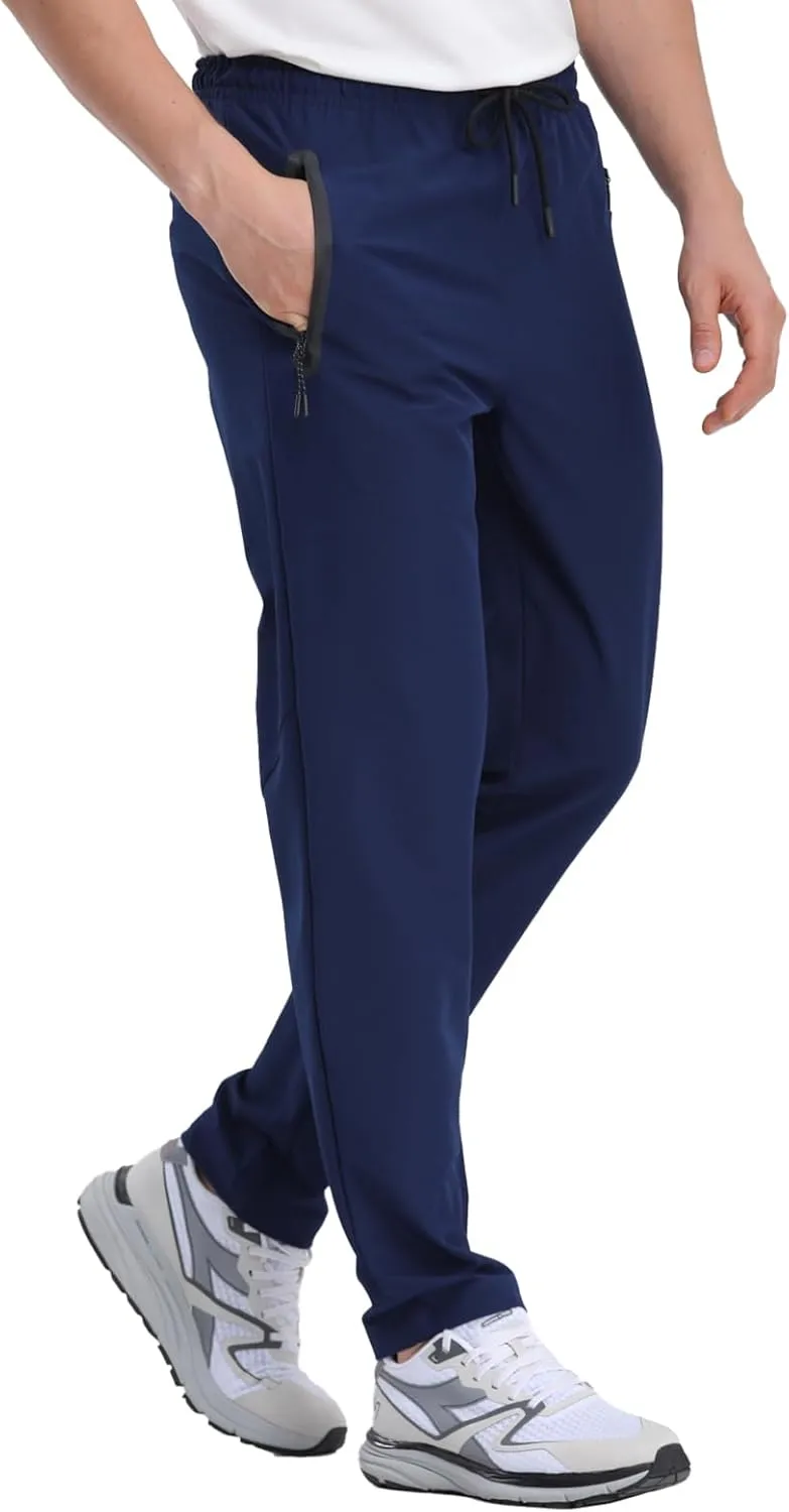 Men's Hiking Pants,Breathable Quick Dry Fishing Running Athletic Active Jogger Sweat Pant with Zipper Pockets
