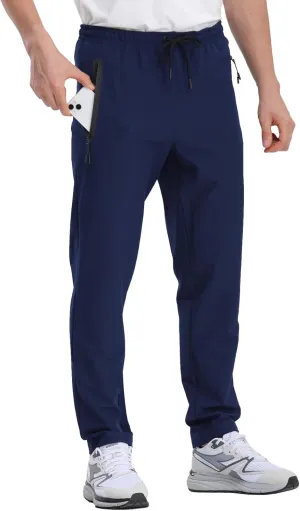 Men's Hiking Pants,Breathable Quick Dry Fishing Running Athletic Active Jogger Sweat Pant with Zipper Pockets