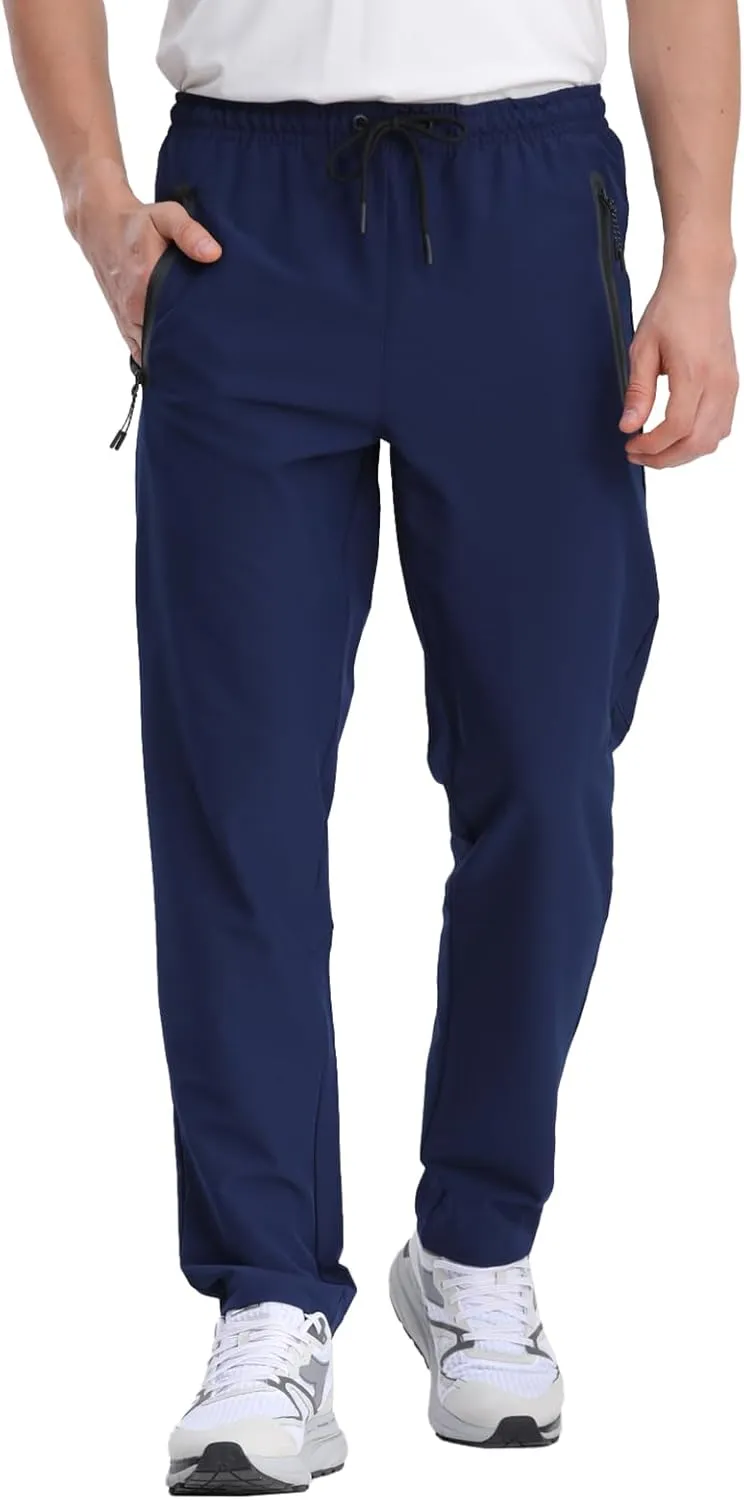 Men's Hiking Pants,Breathable Quick Dry Fishing Running Athletic Active Jogger Sweat Pant with Zipper Pockets