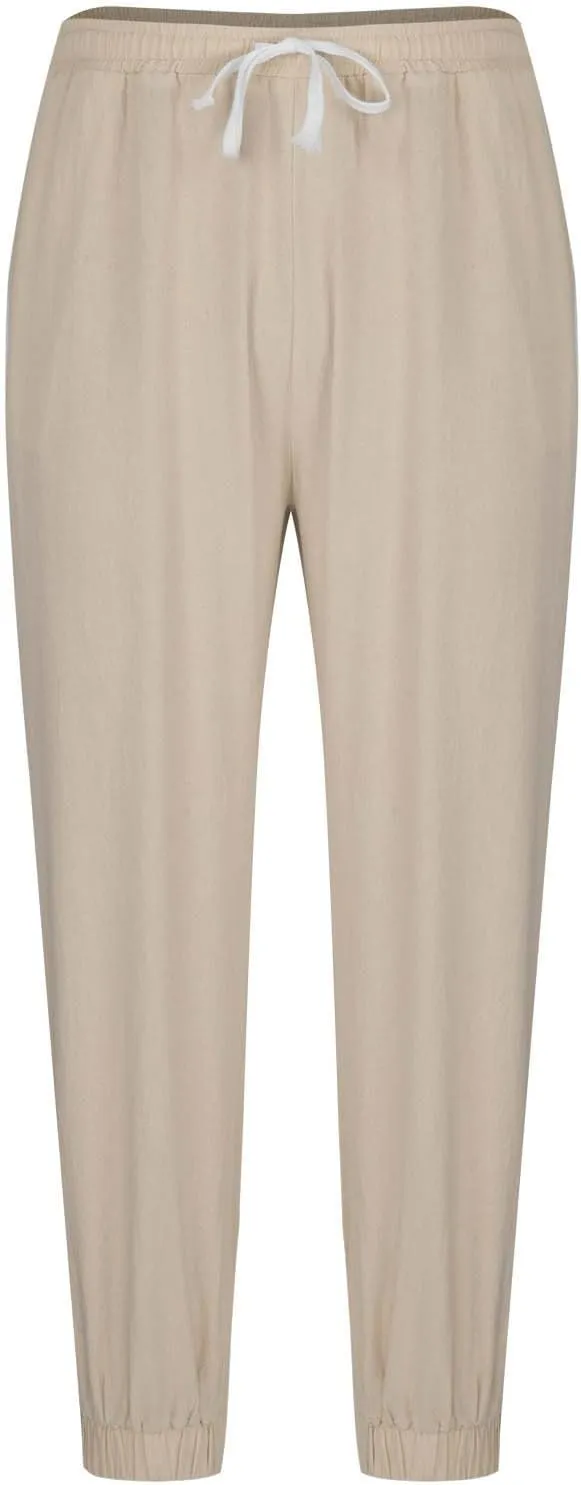 Men's Linen Pants for Summer Straight Leg Comfy Fit Baggy Cropped Solid Trouser Slacks Summer with Pockets