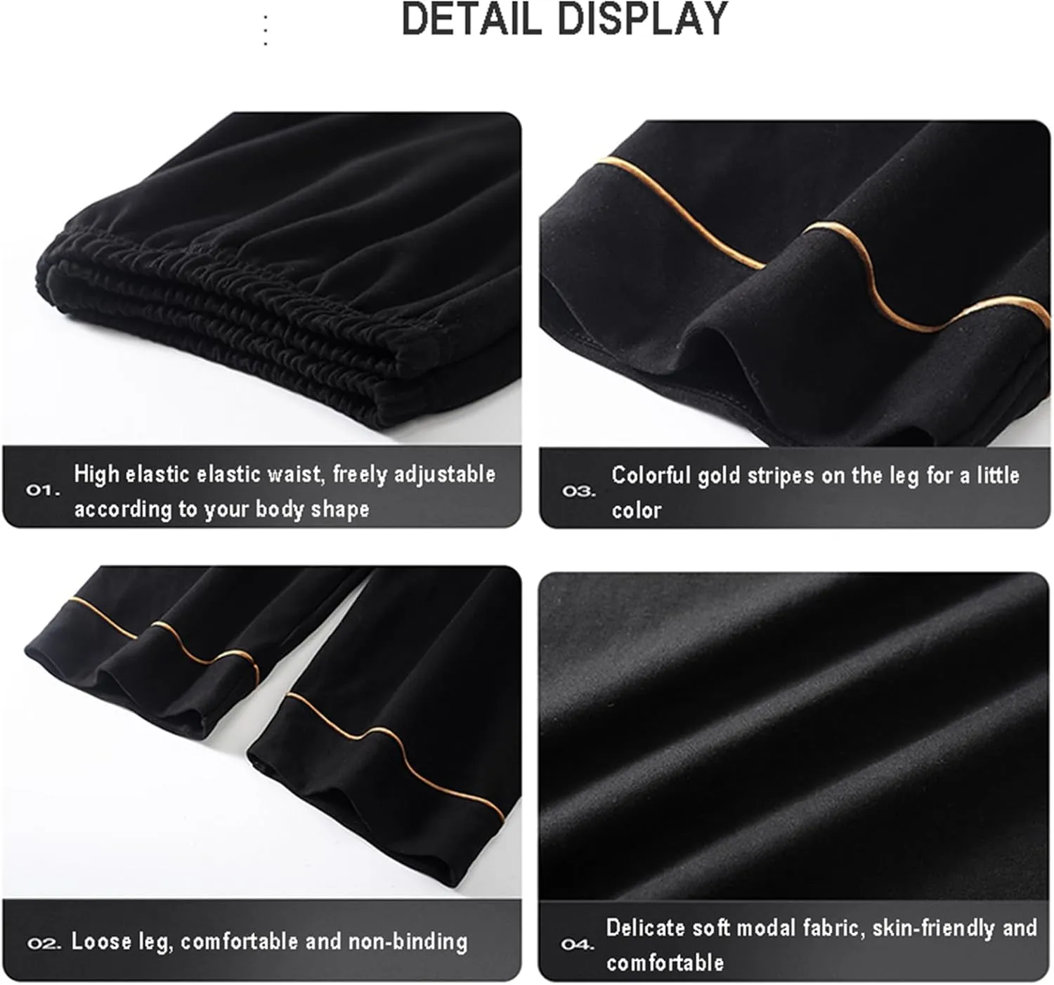 Mens Pajama Bottoms Plus Size Soft Modal Elastic Waist PJ Pajama lounge Pants
