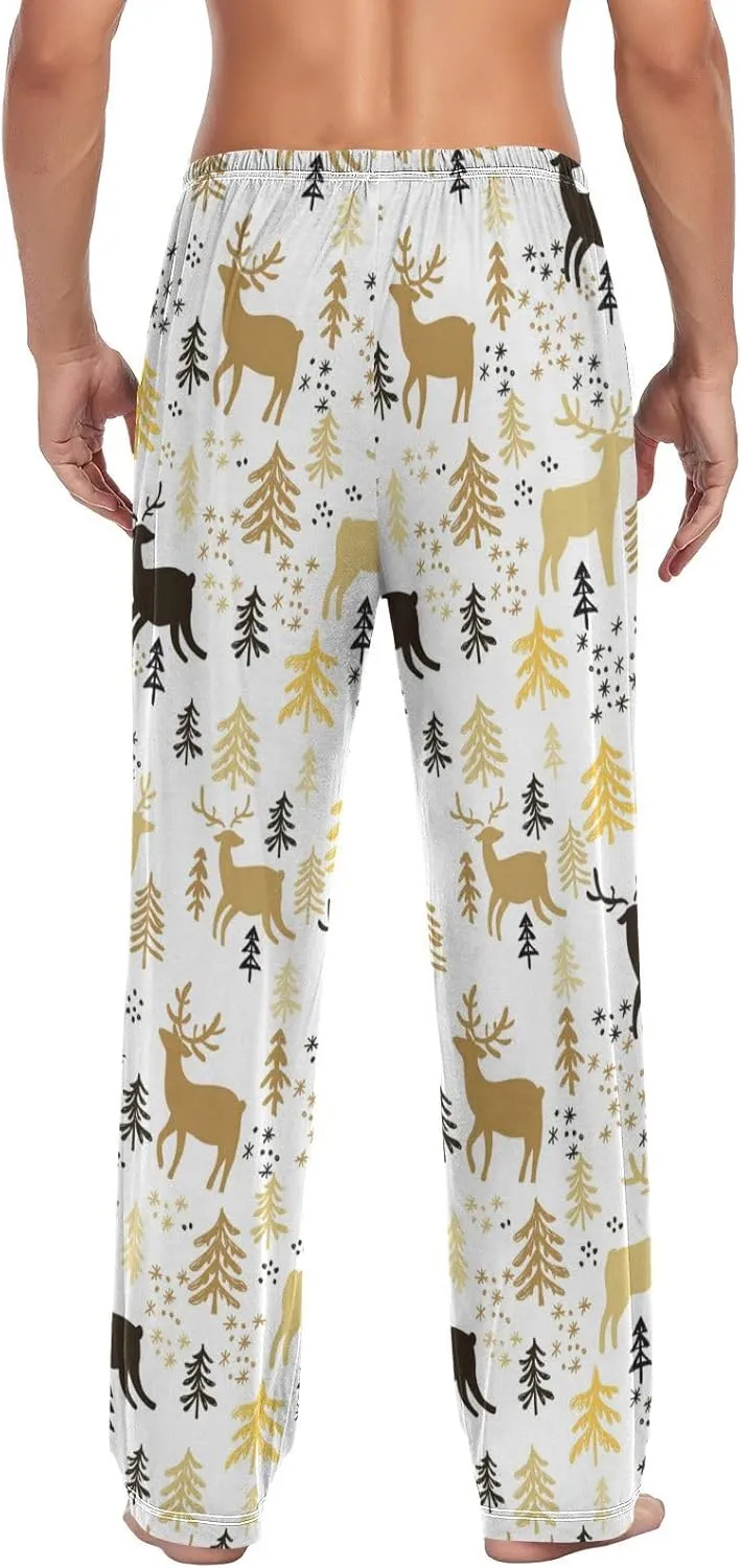 Men's Pajama Pants Straight Trouser Sleep Lounge Pants Sleepwear with Pockets