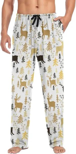 Men's Pajama Pants Straight Trouser Sleep Lounge Pants Sleepwear with Pockets