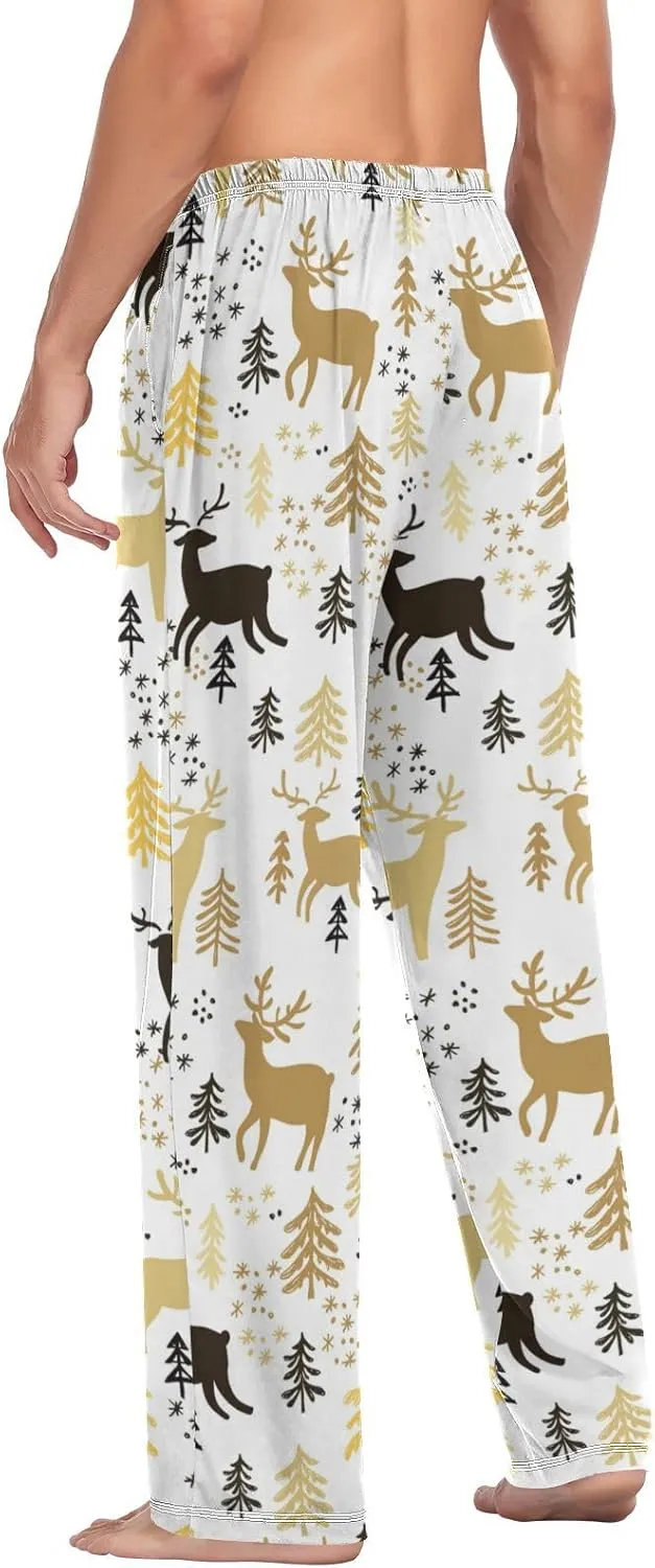 Men's Pajama Pants Straight Trouser Sleep Lounge Pants Sleepwear with Pockets