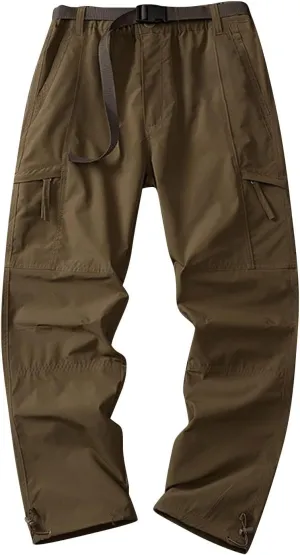 Mens Quick Dry Cargo Pants Casual Straight Leg Lightweight Breathable Outdoor Hiking Work Pants with Multi Pockets