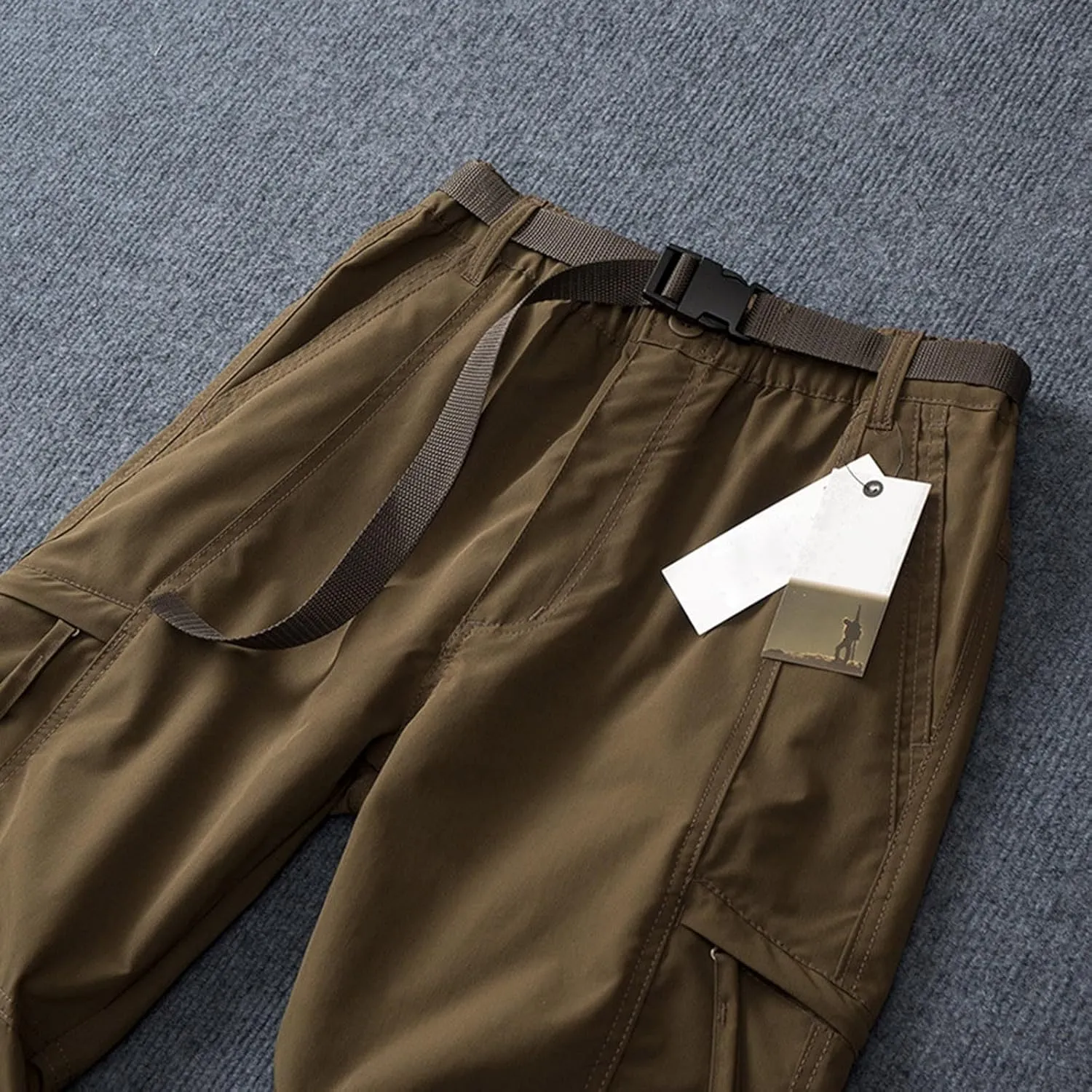 Mens Quick Dry Cargo Pants Casual Straight Leg Lightweight Breathable Outdoor Hiking Work Pants with Multi Pockets