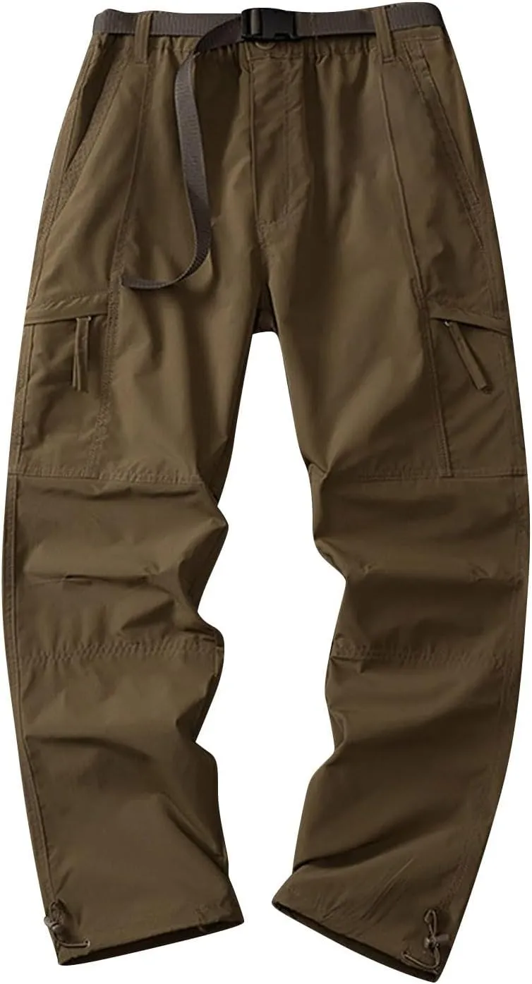 Mens Quick Dry Cargo Pants Casual Straight Leg Lightweight Breathable Outdoor Hiking Work Pants with Multi Pockets