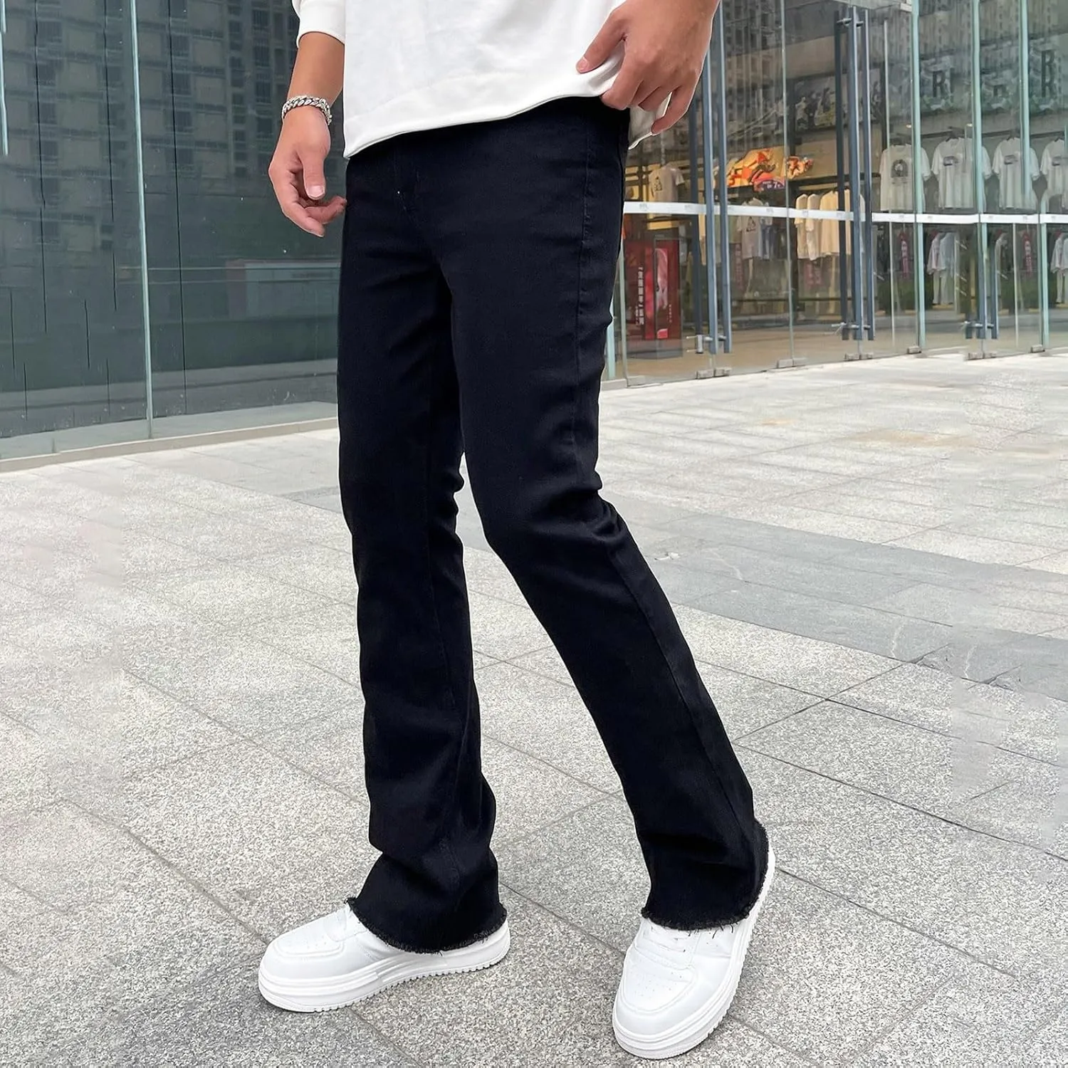 Men's Regular Fit Baggy Hip Hop Star Pants Denim Loose Goth Fashion Streetwear Jeans for Man Mend Jeans Straight Fit
