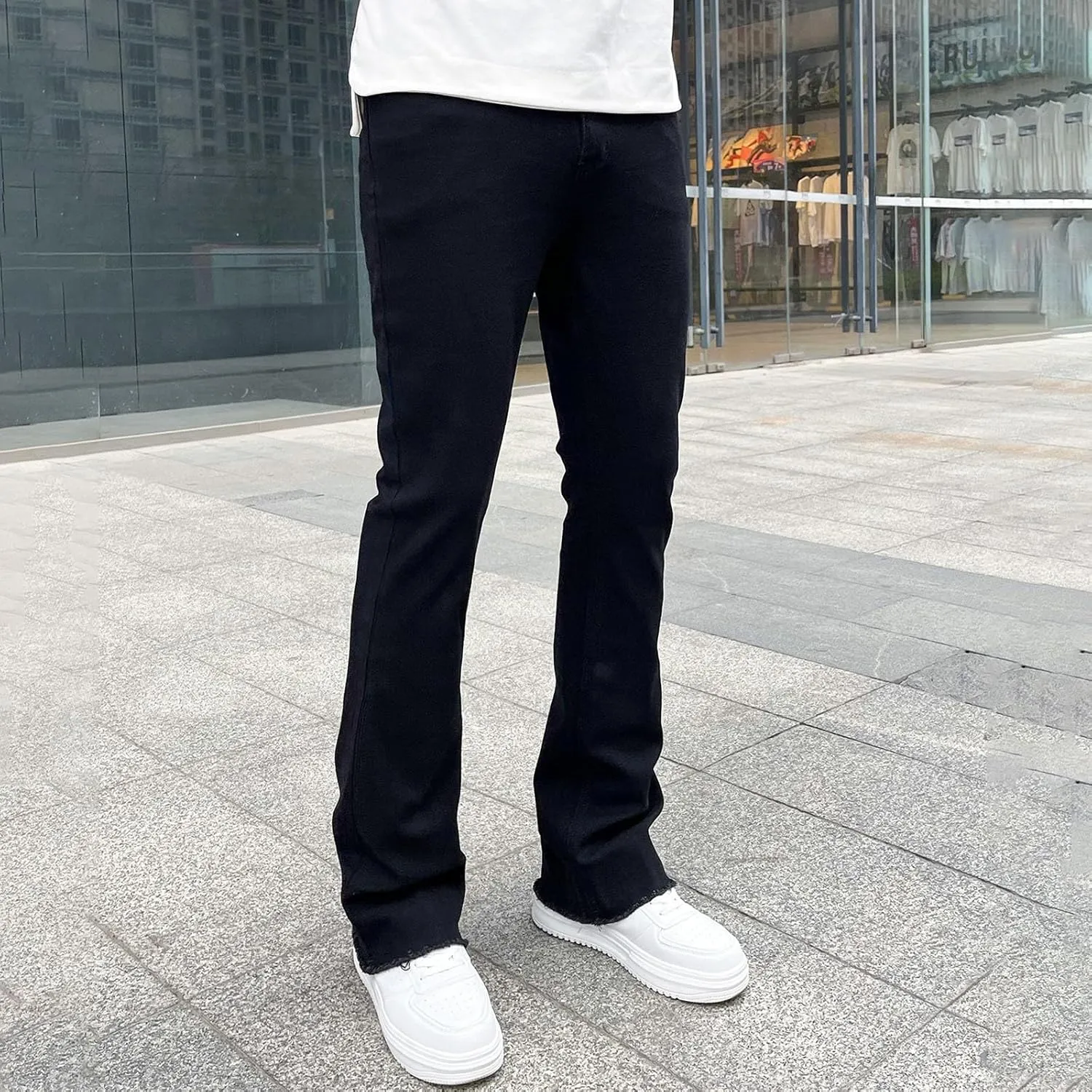 Men's Regular Fit Baggy Hip Hop Star Pants Denim Loose Goth Fashion Streetwear Jeans for Man Mend Jeans Straight Fit